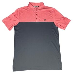 TravisMathew Mens Colorblock Golf Polo Shirt Red Navy Blue 1MW536 Small